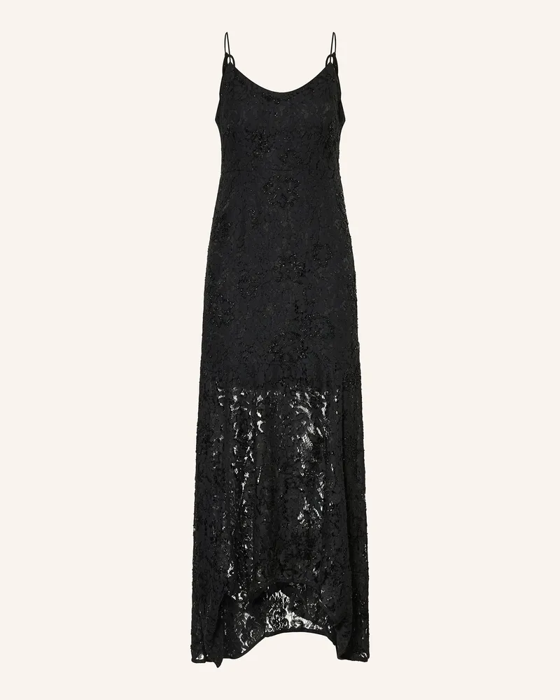 Selected Spitzenkleid mit Schmucksteinbesatz Schwarz