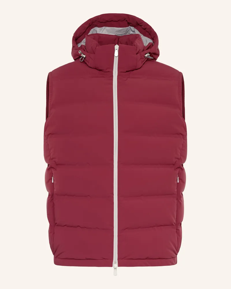 Brunello Cucinelli Daunenweste Mit Abnehmbarer Kapuze rot Dunkelrot