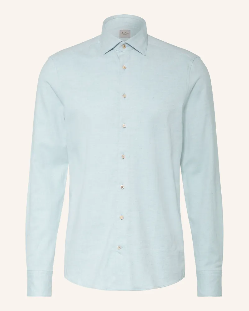 Stenströms Flanellhemd Slimline Fit blau Hellblau