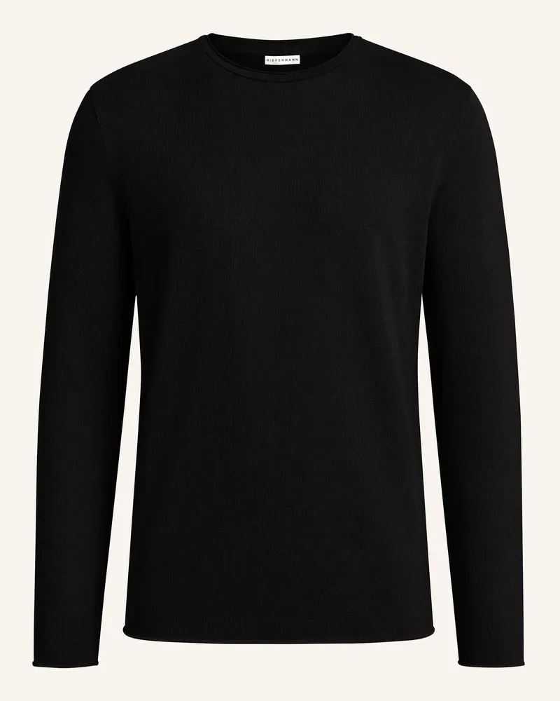 KIEFERMANN Kiefermann Herren French-Terry Sweatshirt Mit Offenen Kanten Frankon schwarz Schwarz