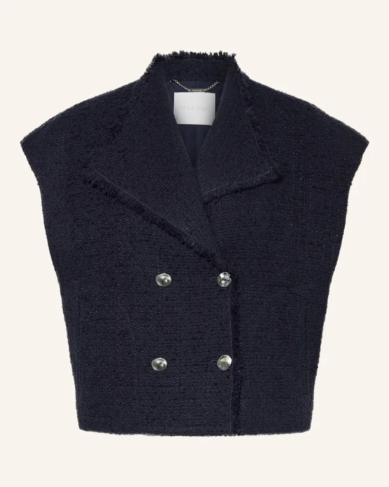 Rich&Royal Blazerweste aus Bouclé Dunkelblau