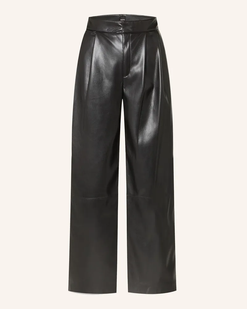 HUGO BOSS Hose Tadesa In Lederoptik schwarz Schwarz