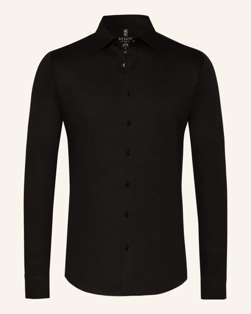 DESOTO Jerseyhemd Slim Fit Schwarz