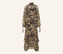 Seidenkleid mit Volants und Glitzergarn