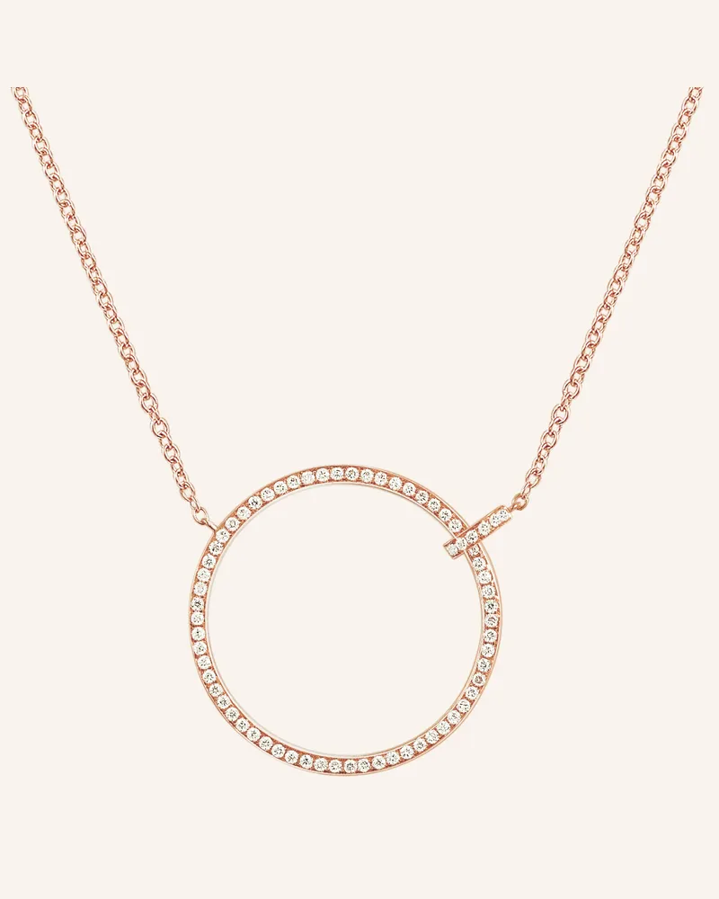 Leaf Halskette CIRCLE aus 18 Karat Roségold mit Diamanten Roségold
