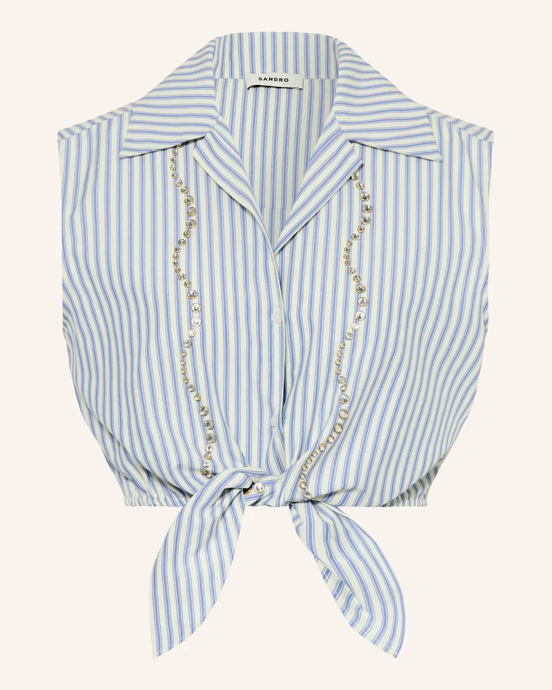 Sandro Cropped-Top Mit Schmucksteinen blau Hellblau