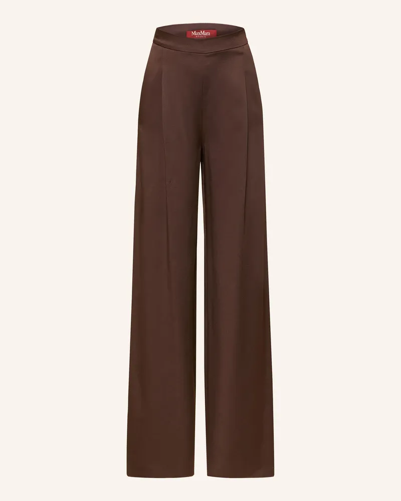 Max Mara Marlenehose Alpaca Aus Satin braun Dunkelbraun