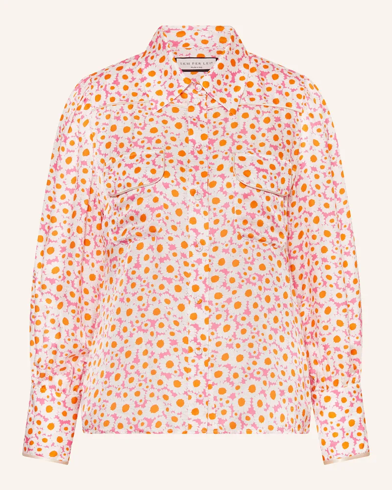 SEM PER LEI Hemdbluse Mit Seide pink Weiss