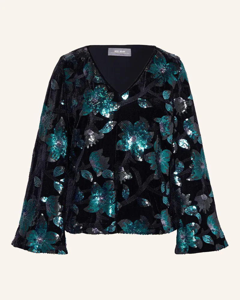 Mos Mosh Blusenshirt Mmlizza Aus Samt Mit Pailletten gruen Dunkelgrün