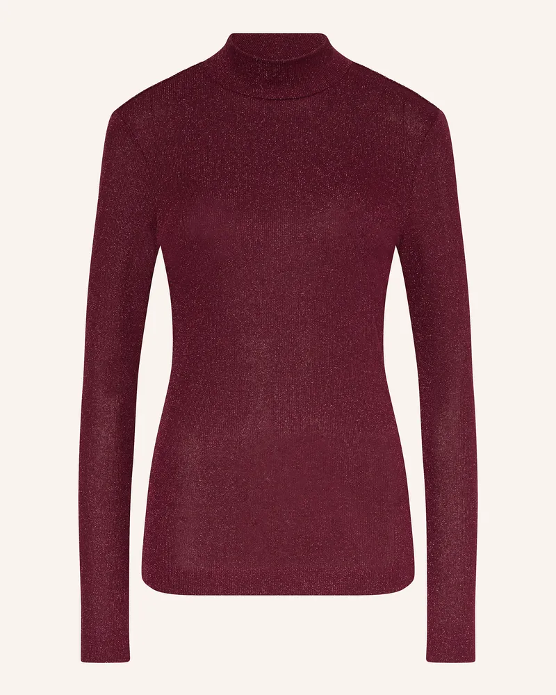 Rich&Royal Longsleeve mit Glitzergarn Dunkelrot