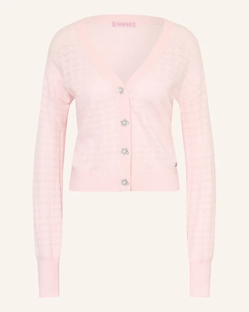 Guess Strickjacke Nina Mit Schmucksteinen rosa Hellrosa