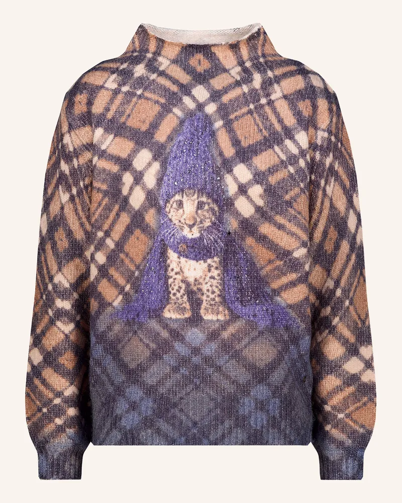 monari Pullover Mit Schmucksteinen braun Dunkelblau