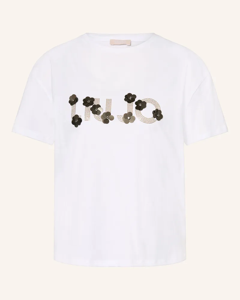 Liu Jo T-Shirt Mit Pailletten Und Schmucksteinen weiss Weiss