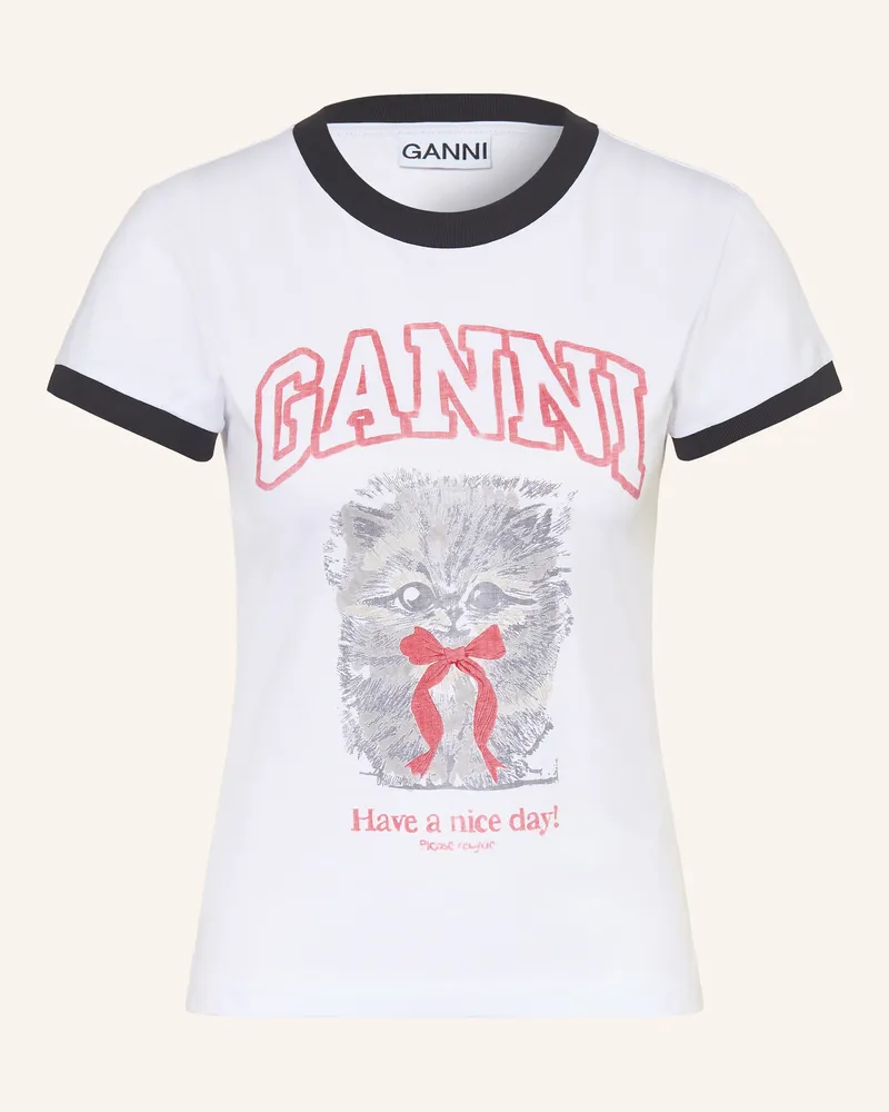 Ganni T-Shirt weiss Weiss