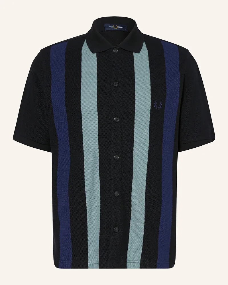 Fred Perry Kurzarm-Hemd Relaxed Fit schwarz Dunkelblau