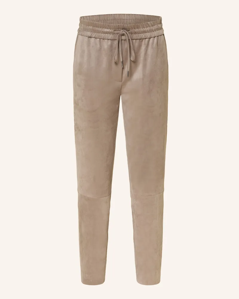 Juvia Hose Im Jogging-Stil In Lederoptik beige Taupe