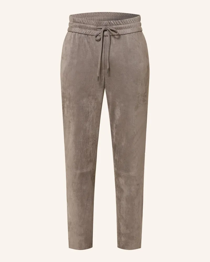 Juvia Hose Im Jogging-Stil In Lederoptik grau Taupe