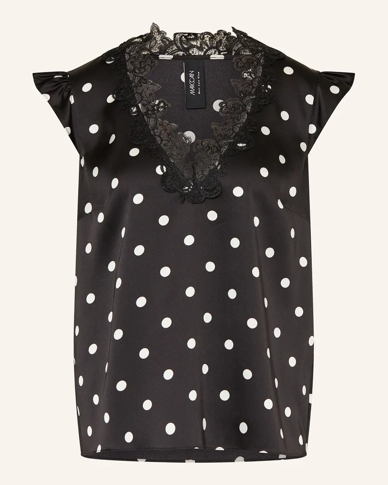 Marc Cain Blusentop Aus Satin Mit Spitze schwarz 910