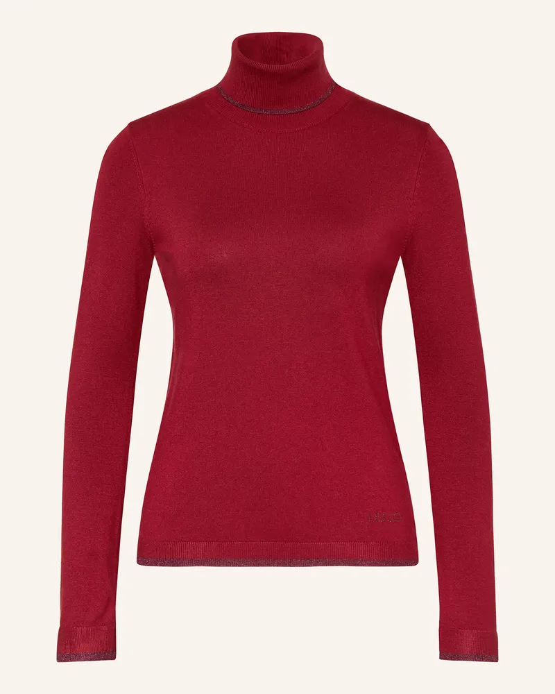 Liu Jo Rollkragenpullover mit Glitzergarn Dunkelrot