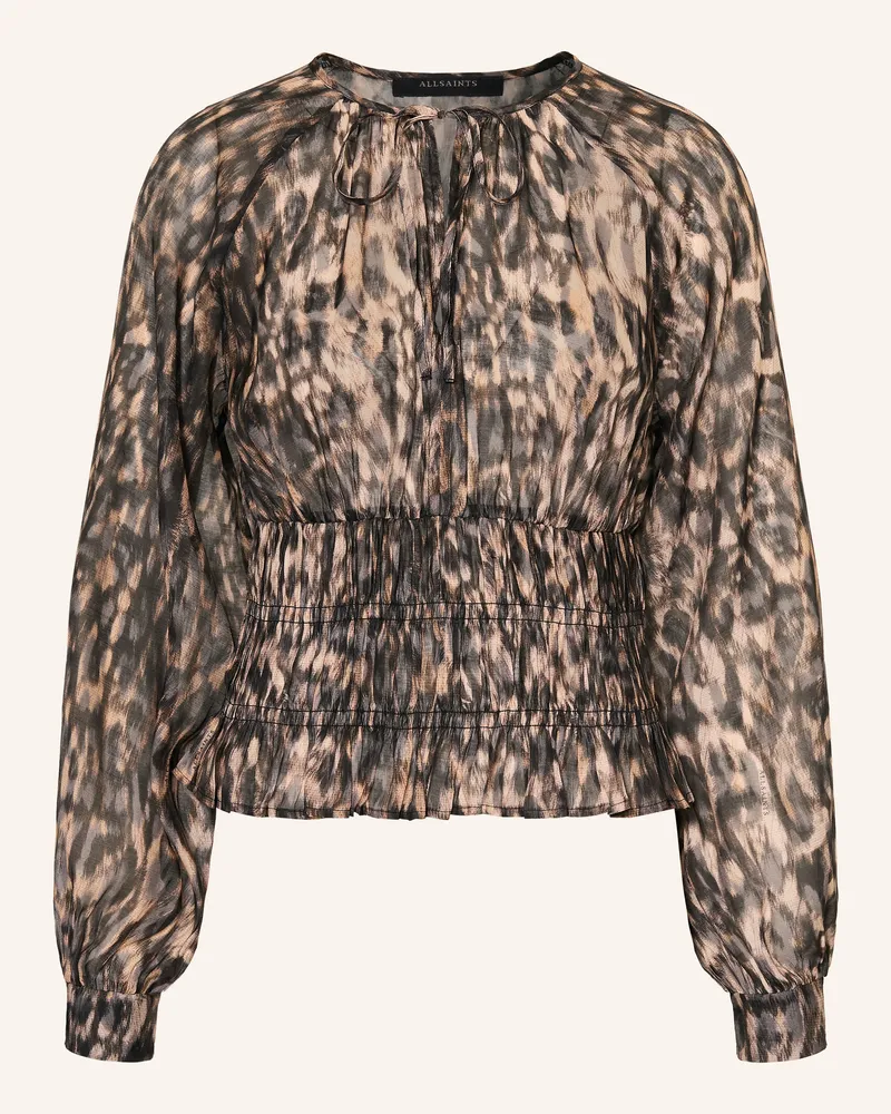 AllSaints Blusenshirt Cern Mit Seide braun Schwarz