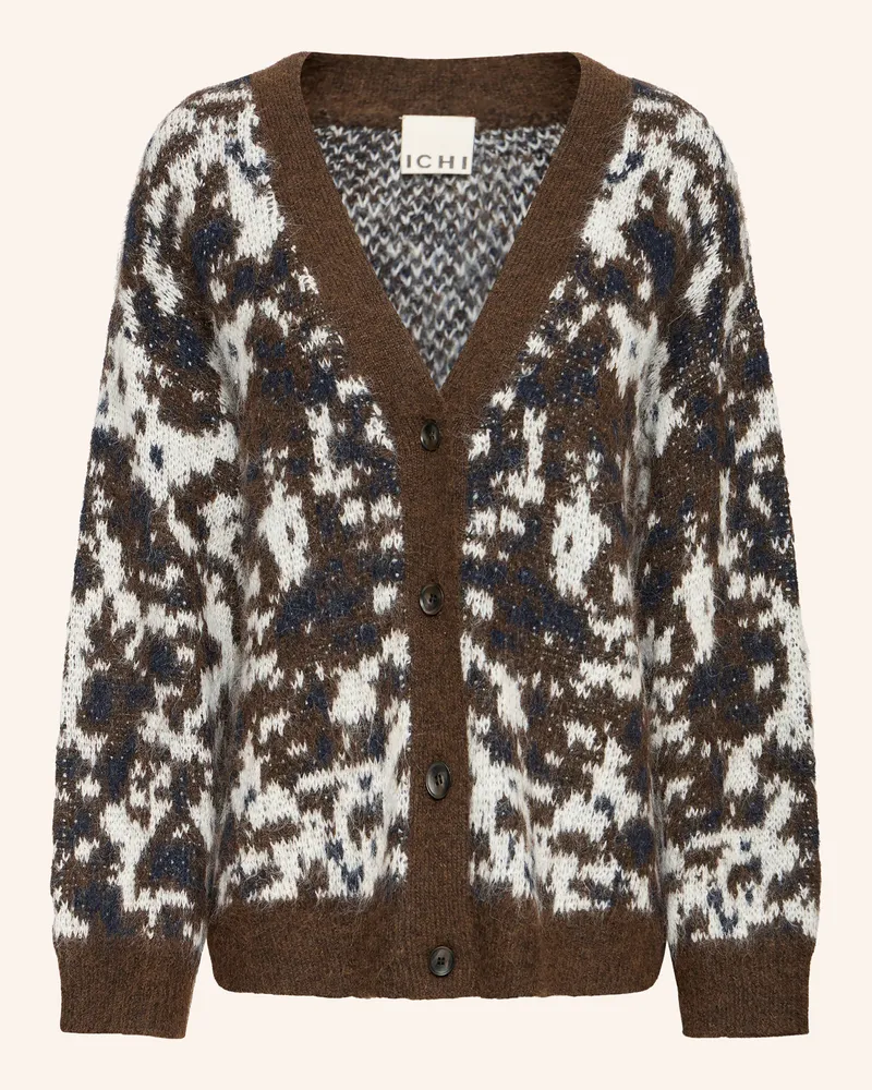 ICHI Strickjacke Ihbayana braun Weiss