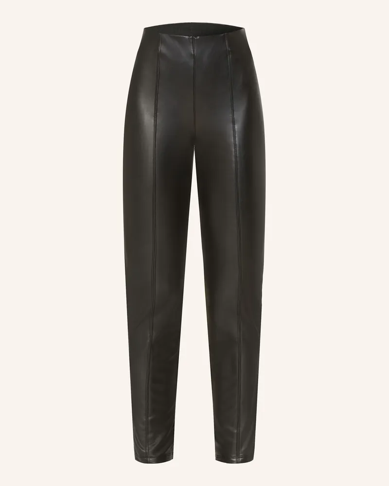 COMMA Leggings In Lederoptik schwarz Schwarz