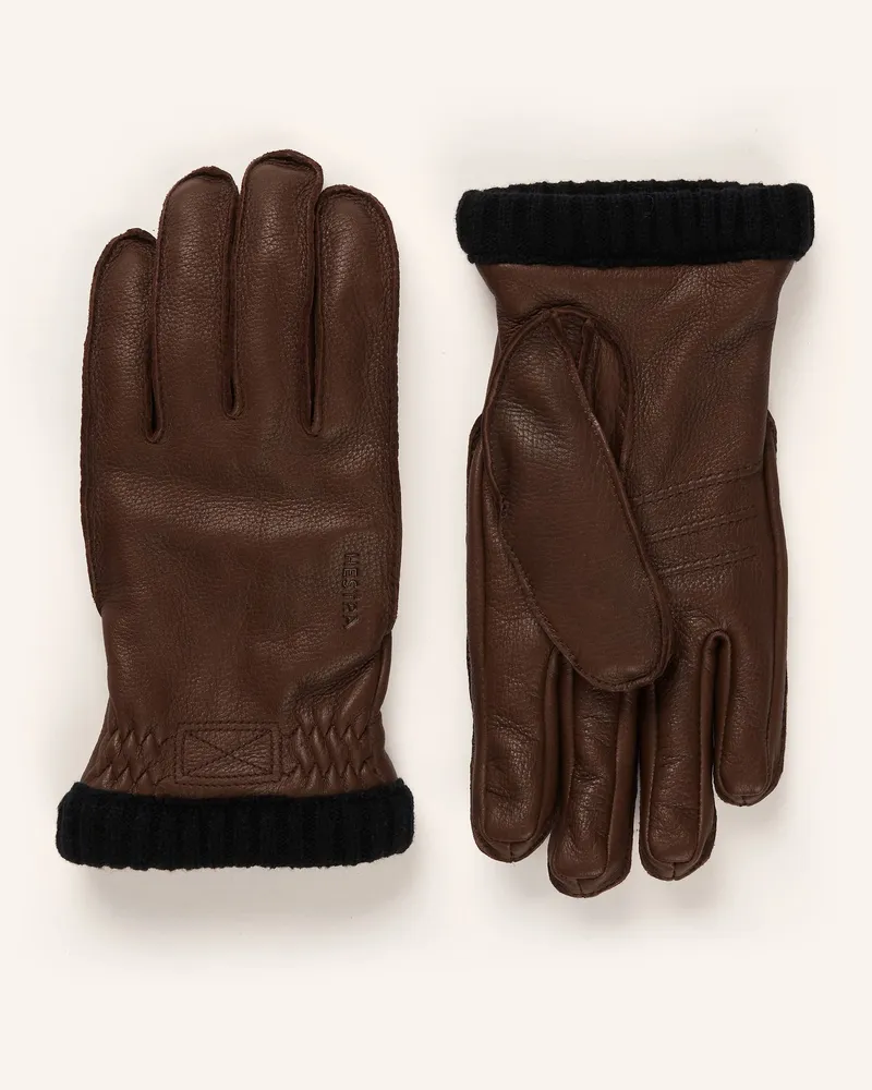 Hestra Lederhandschuhe Dunkelbraun
