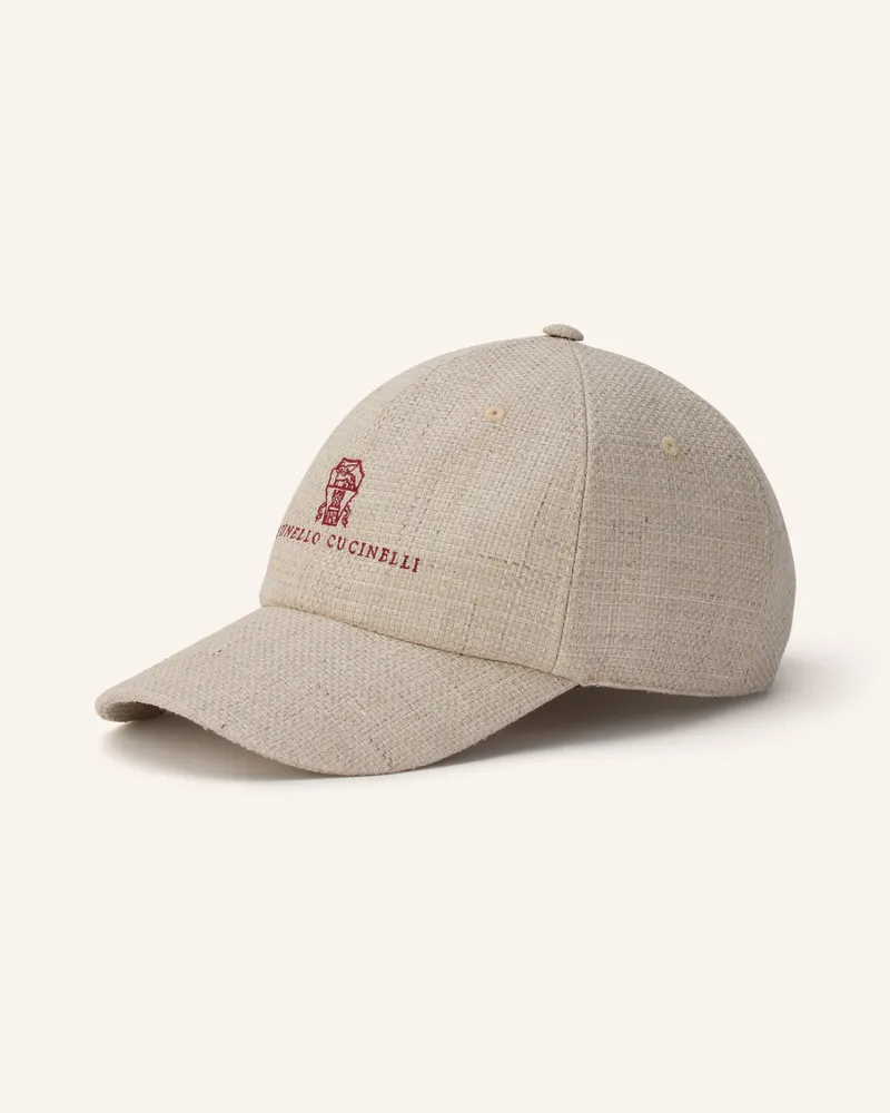 Brunello Cucinelli Cap Mit Seide Und Leinen weiss Beige