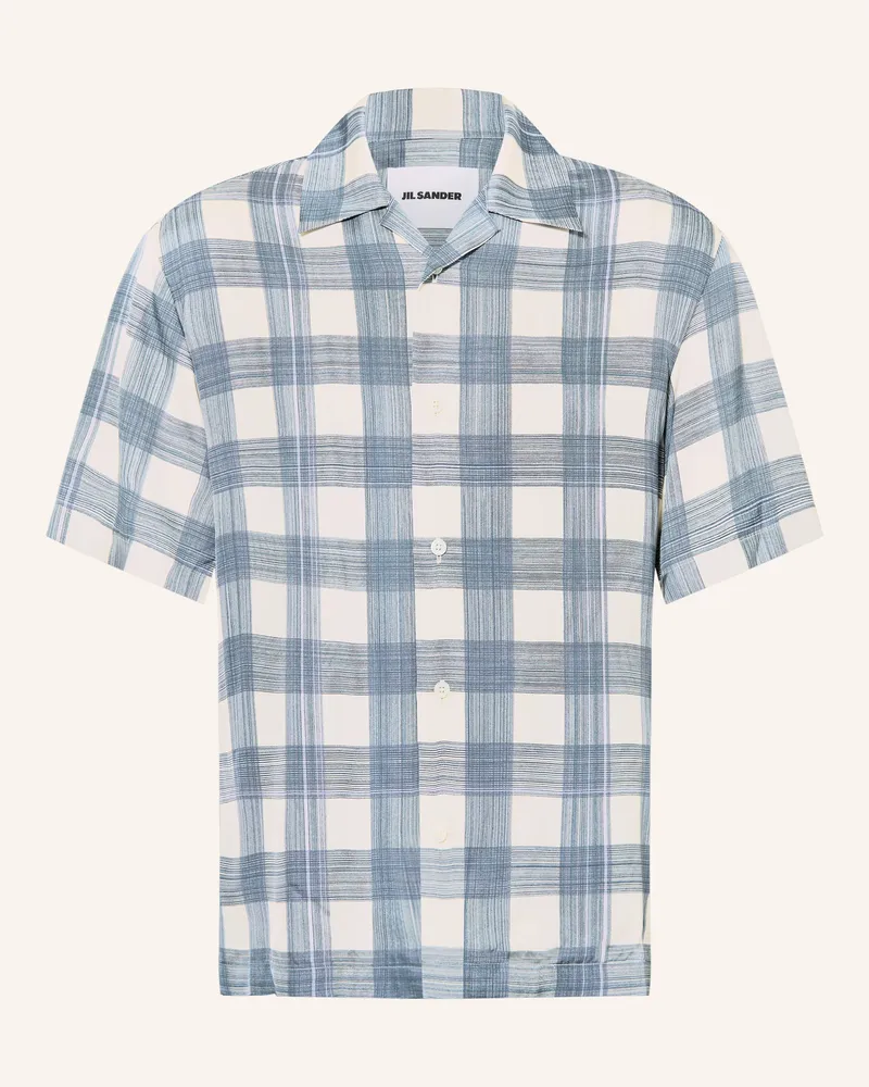 Jil Sander Resorthemd Comfort Fit Aus Satin blau Petrol