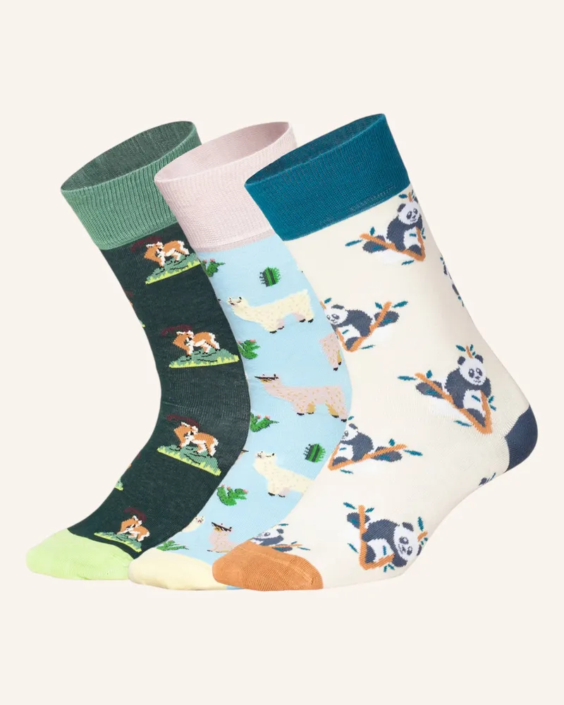 DillySocks Socken Animal Adventures (3er Box) beige Dunkelgrün