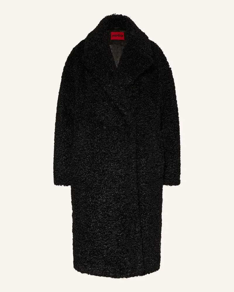 HUGO BOSS Teddyfell-Mantel MALITE Schwarz