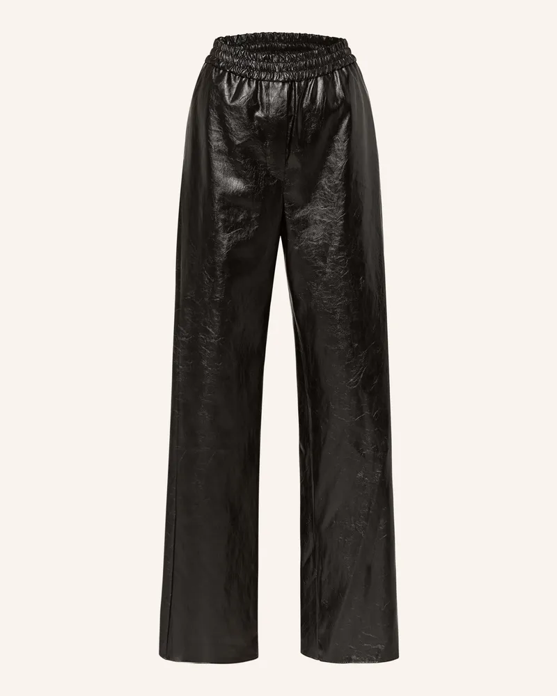 Max Mara Hose PLUTONE in Lederoptik Schwarz