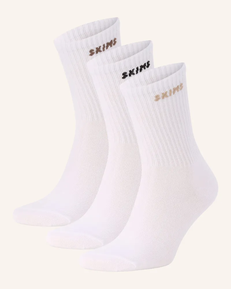 SKIMS 3er-Pack Socken Ribbed Crew weiss Snow