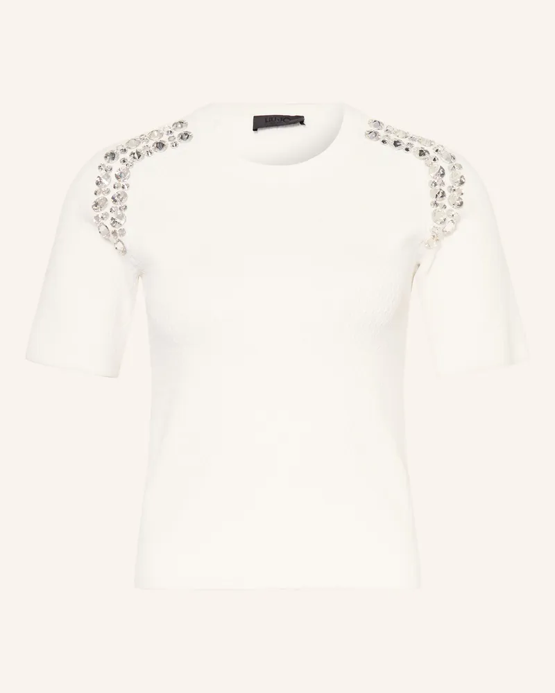 Liu Jo Strickshirt mit Schmucksteinen Weiss