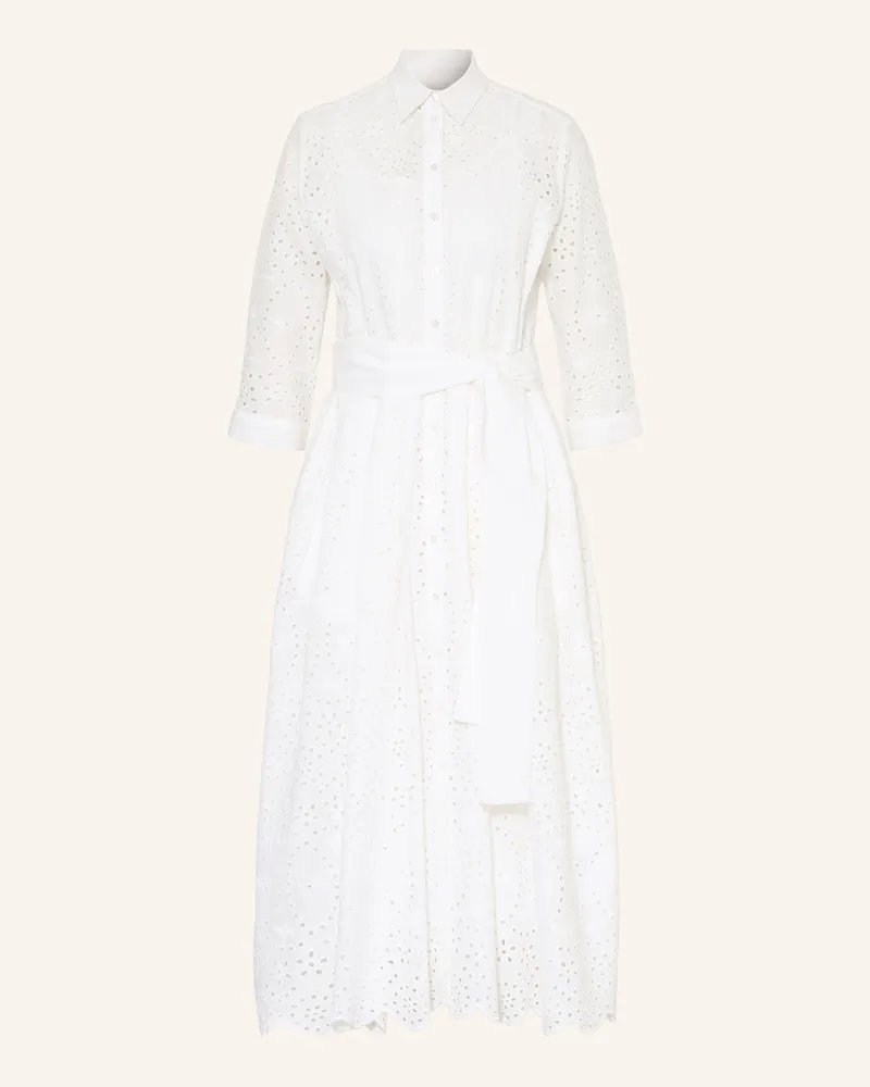 Milano Italy Hemdblusenkleid Aus Lochspitze Mit 3/4-Arm weiss Weiss