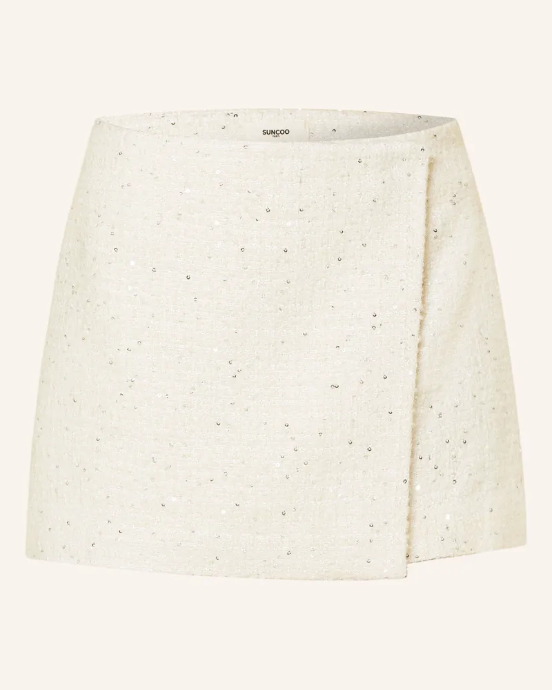 Suncoo Bouclé-Rock Follow Mit Pailletten weiss Ecru