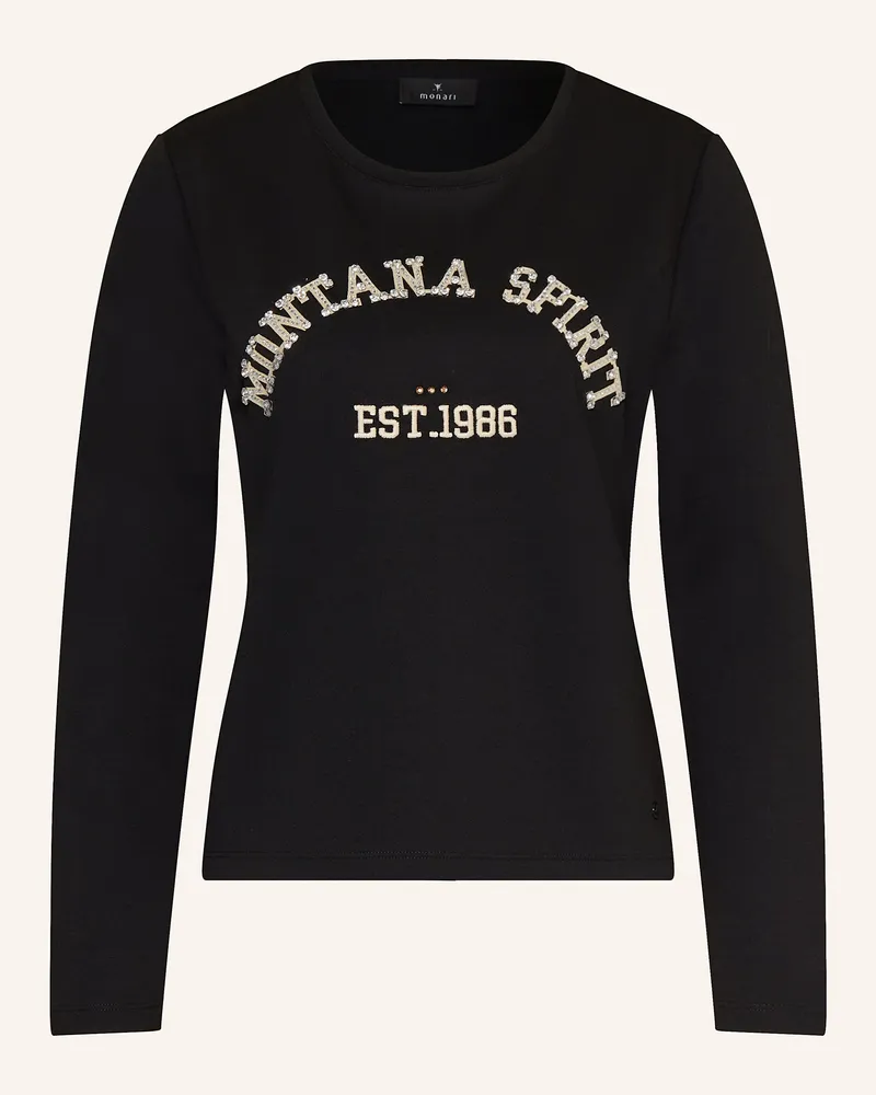 monari Sweatshirt mit Schmucksteinen Schwarz