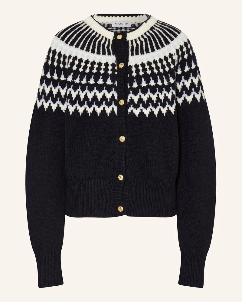 SoSUE Strickjacke aus Merinowolle Dunkelblau