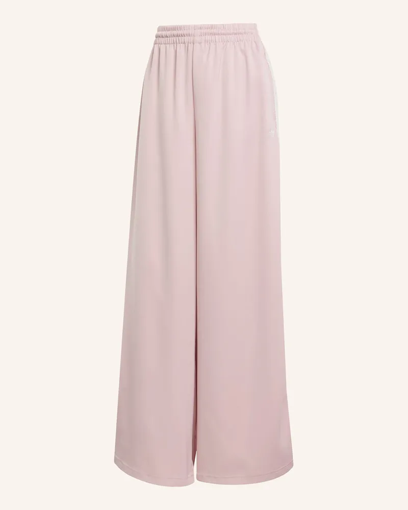 adidas ADIDAS ORIGINALS SATIN WIDE LEG HOSE MIT RÜSCHEN 3-STREIFEN Rosa