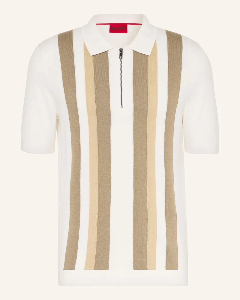 HUGO BOSS Strick-Poloshirt SHOLPON Weiss