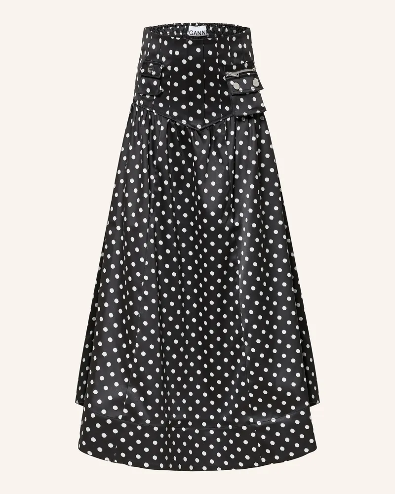 Ganni Satinrock schwarz Schwarz