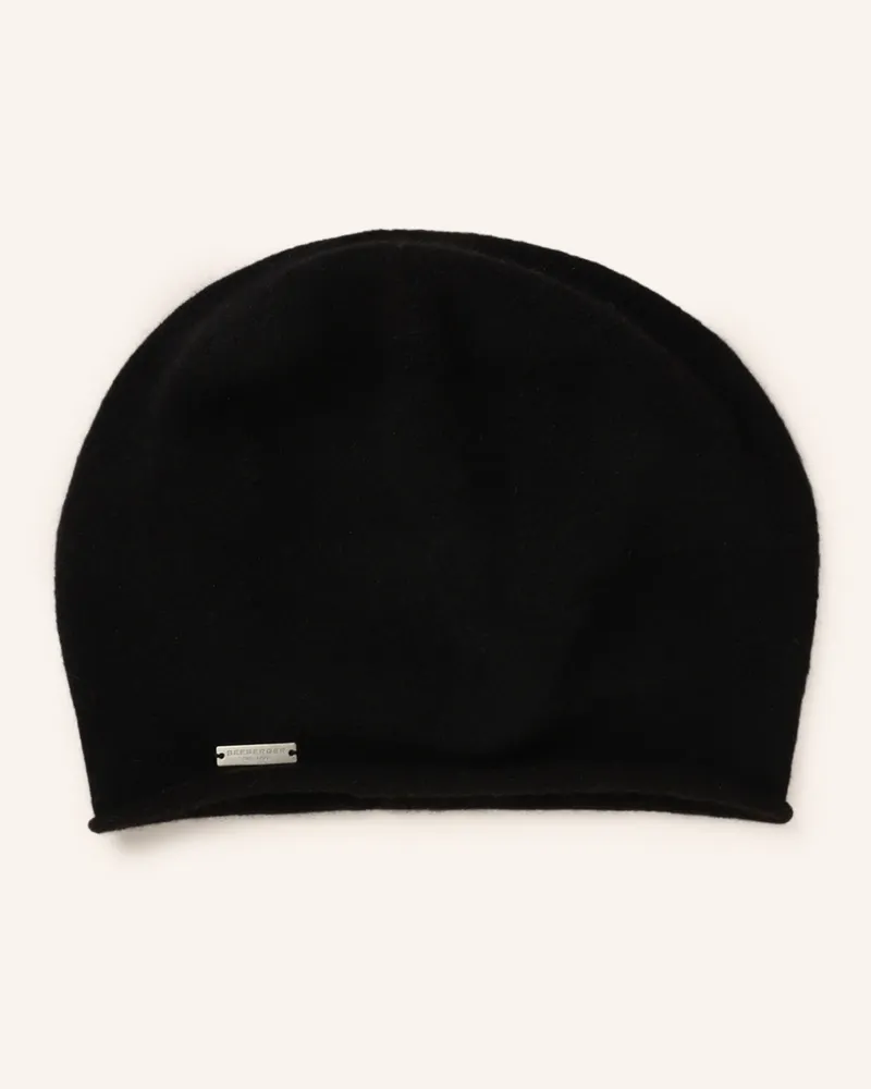 Seeberger Cashmere-Mütze Baske schwarz Schwarz