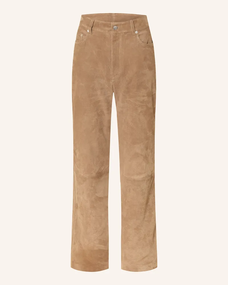 Nanushka Lederhose Seldes braun Camel