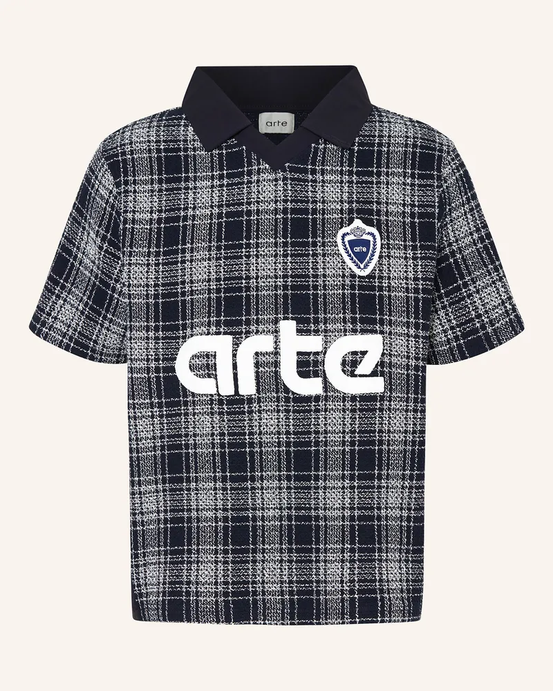 Arte Antwerp Poloshirt im Materialmix Dunkelblau