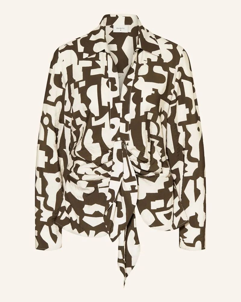 Dante6 Bluse d6ozane Mit Bindedetail gruen Khaki