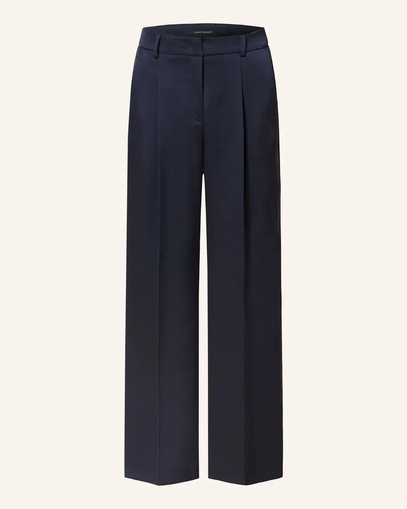 Luisa Cerano Marlenehose aus Satin Dunkelblau