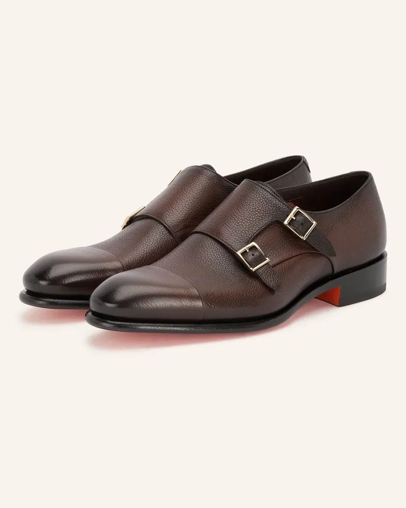 Santoni Double-Monks braun Dunkelbraun