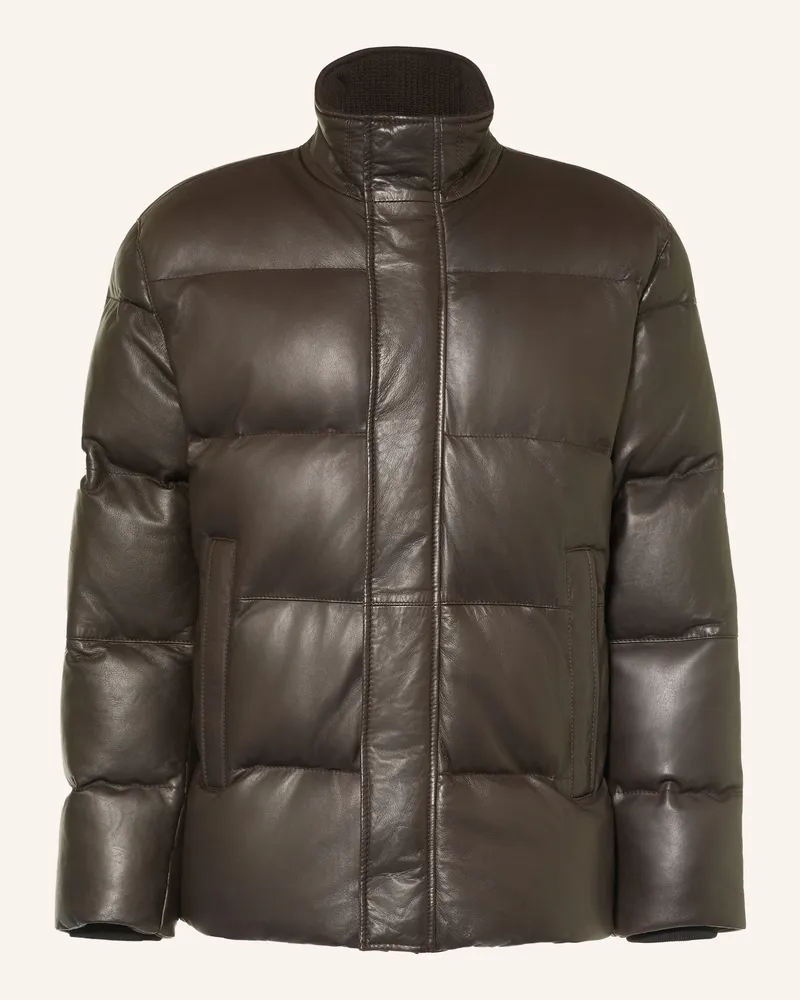 Dressler Steppjacke Aus Leder braun Dunkelbraun
