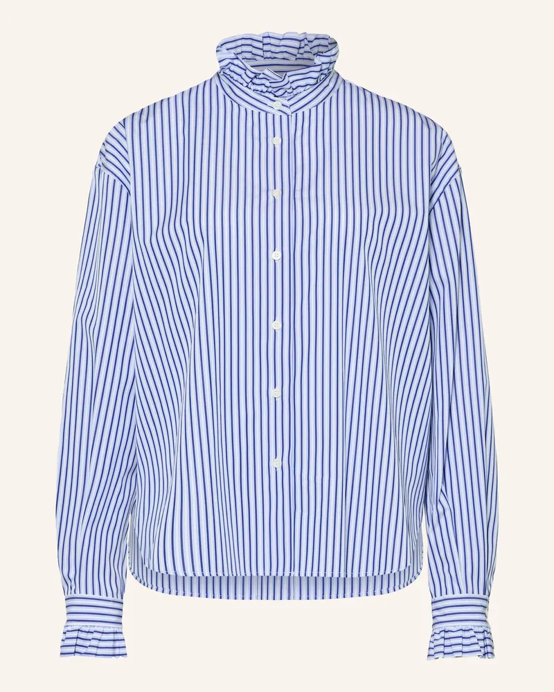 Robert Friedman Bluse Violet Mit Rüschen blau Weiss
