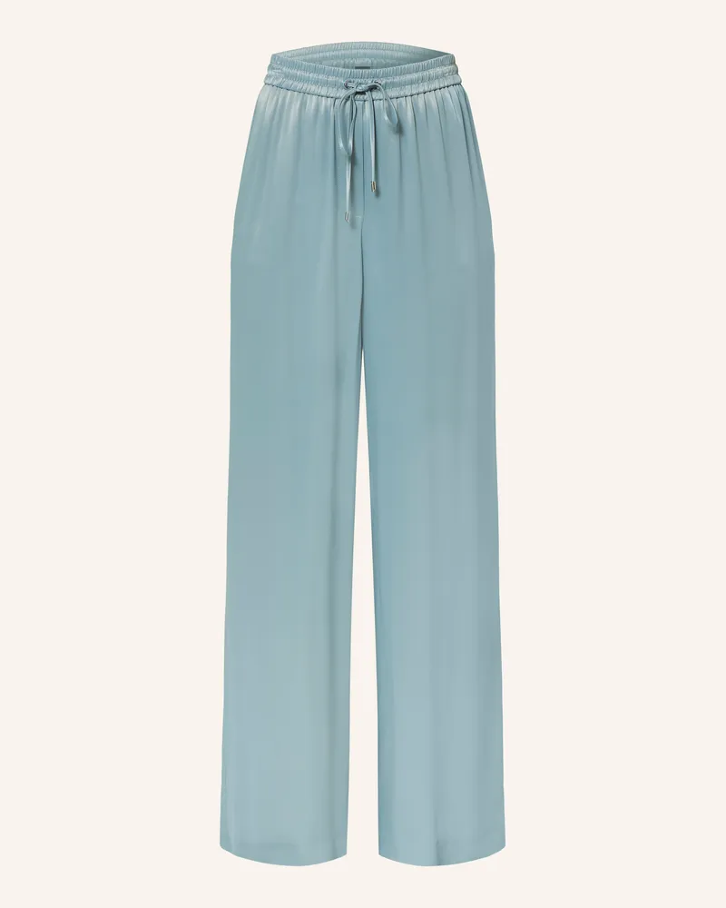 HUGO BOSS Marlenehose Tavati Aus Satin blau Petrol
